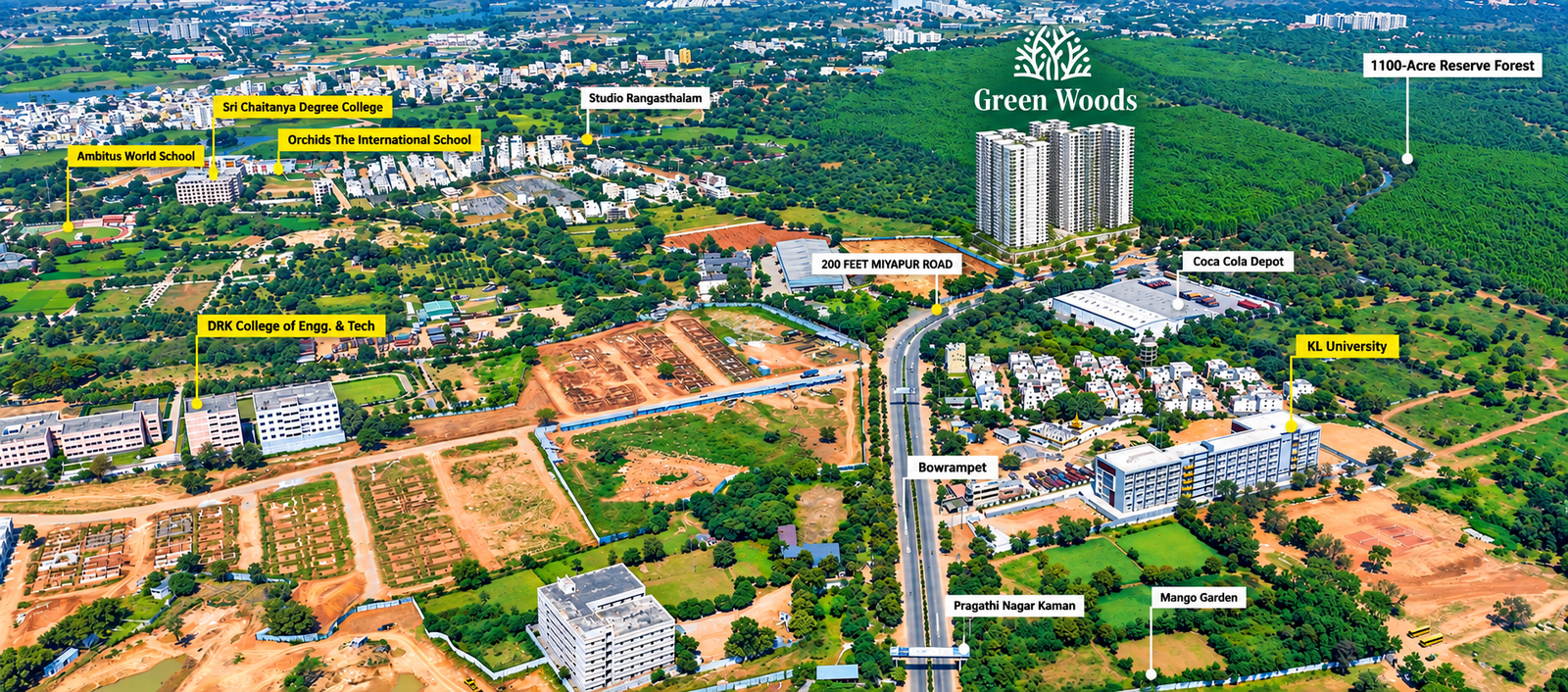 Pragathi Greenwoods Location and Connectivity Map